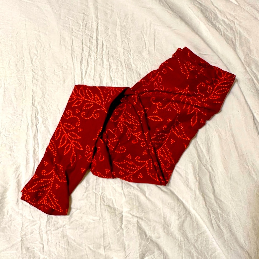 Lularoe Red Floral Leggings